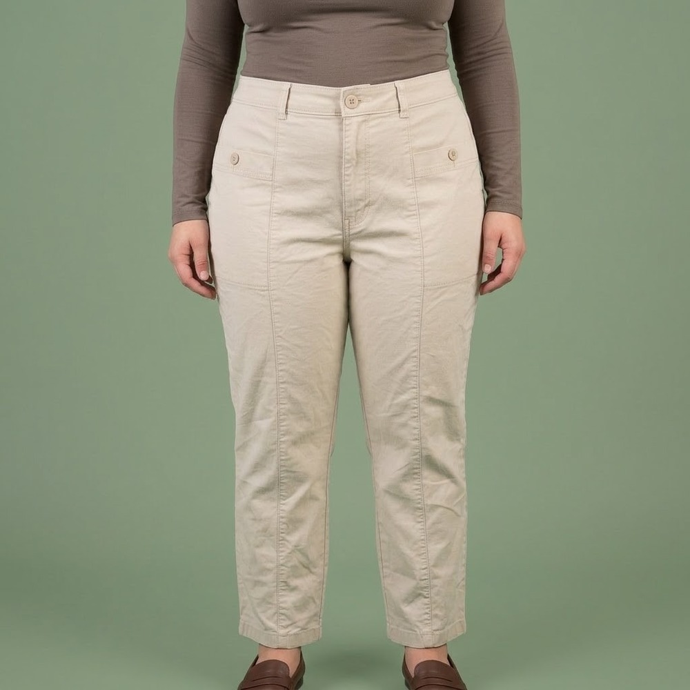Lee Womens Khaki Stretch Pants Size 14 Medium Beige‎ Straight Leg